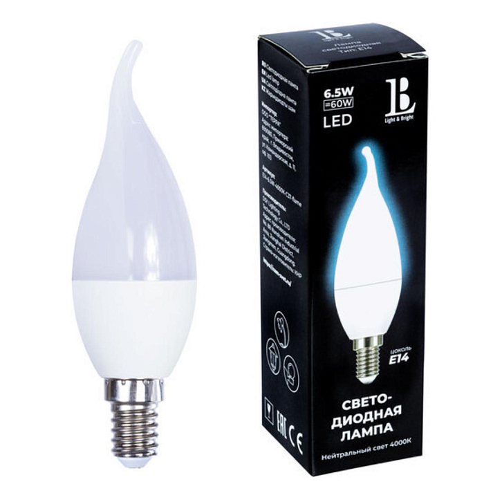 Лампочка L&B E14-6,5W-4000К-C37-flame_lb