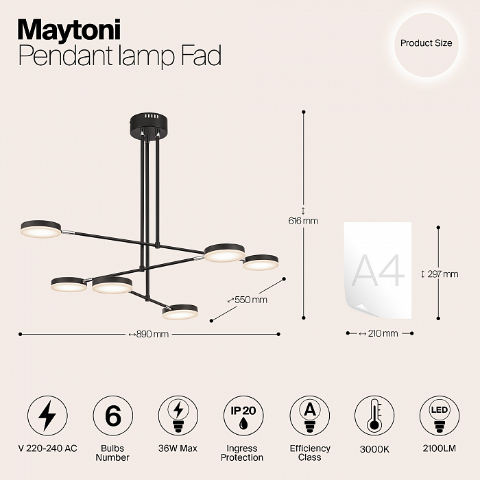 Светильник Maytoni MOD070PL-L38B3K